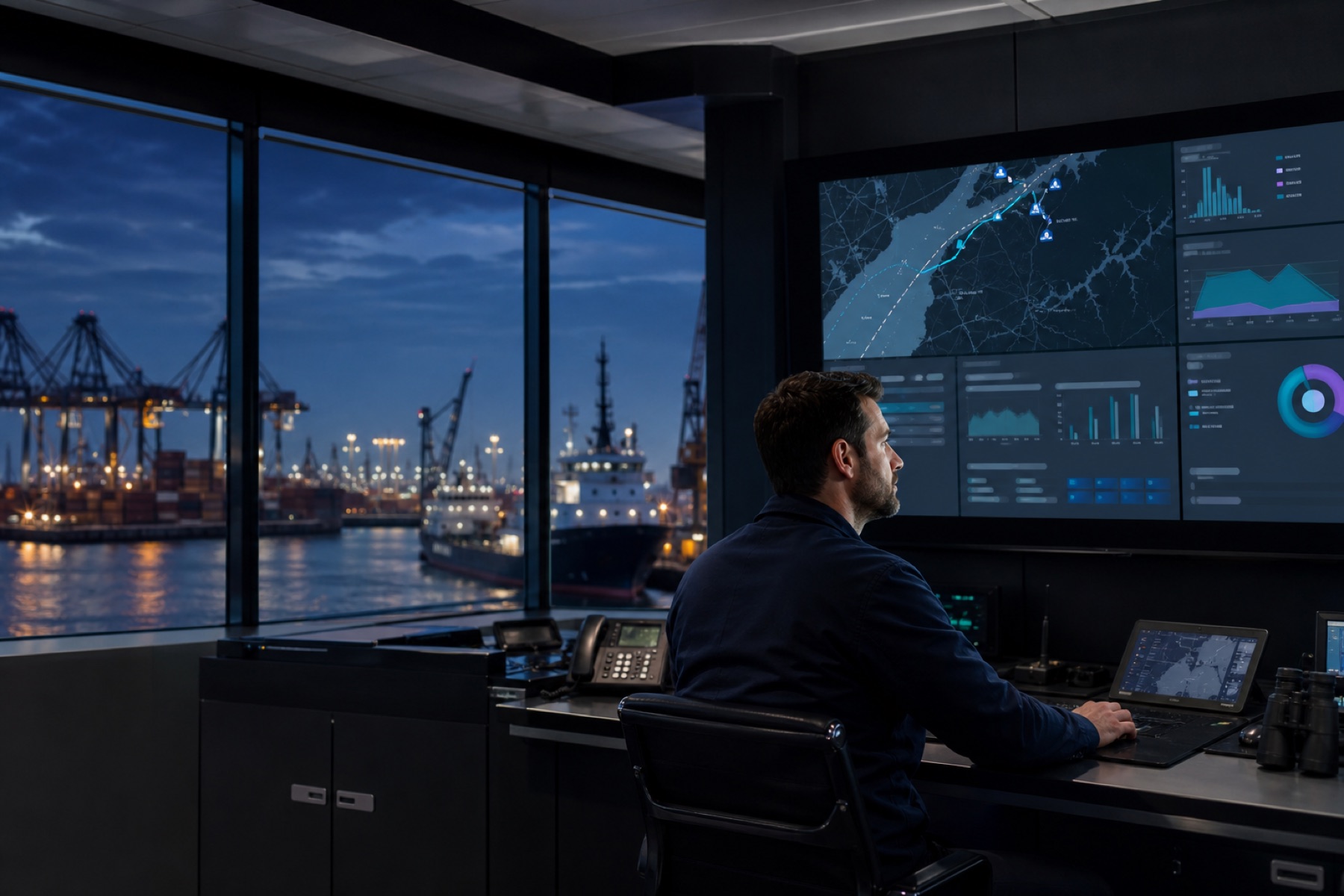 Operations professional reviewing live performance data